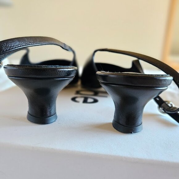 Aeyde Catrina Black pointed toe kitten heel slingbacks Size 37 EU - Picture 3 of 9